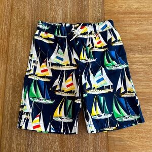 Lands’ End Boys’ Sailboat Print Swim Trunks Size Medium (10-12) ⛵️